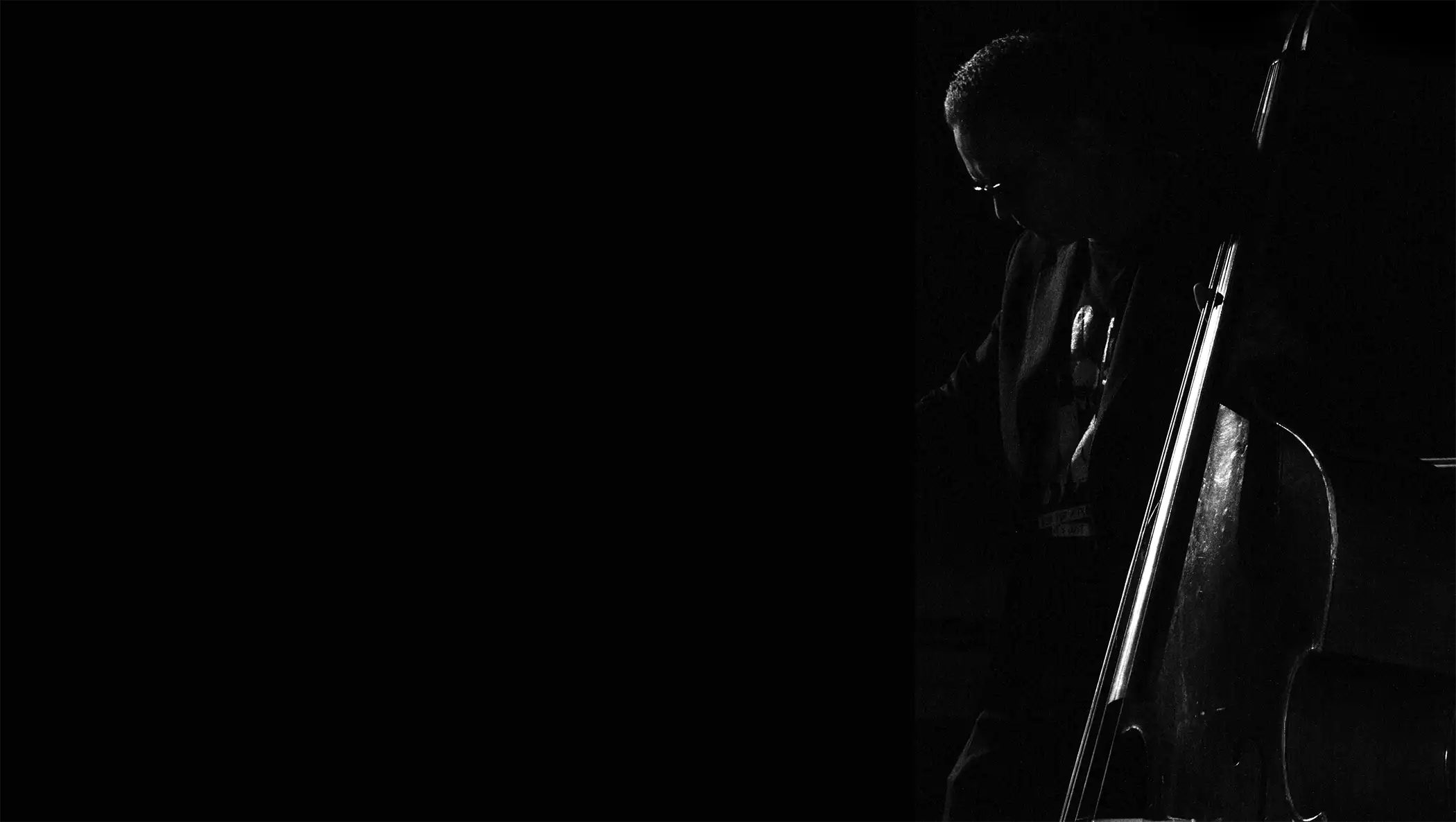 Imagen de un contrabajista junto a su contrabajo en un concierto de jazz en Ibiza, 2008.