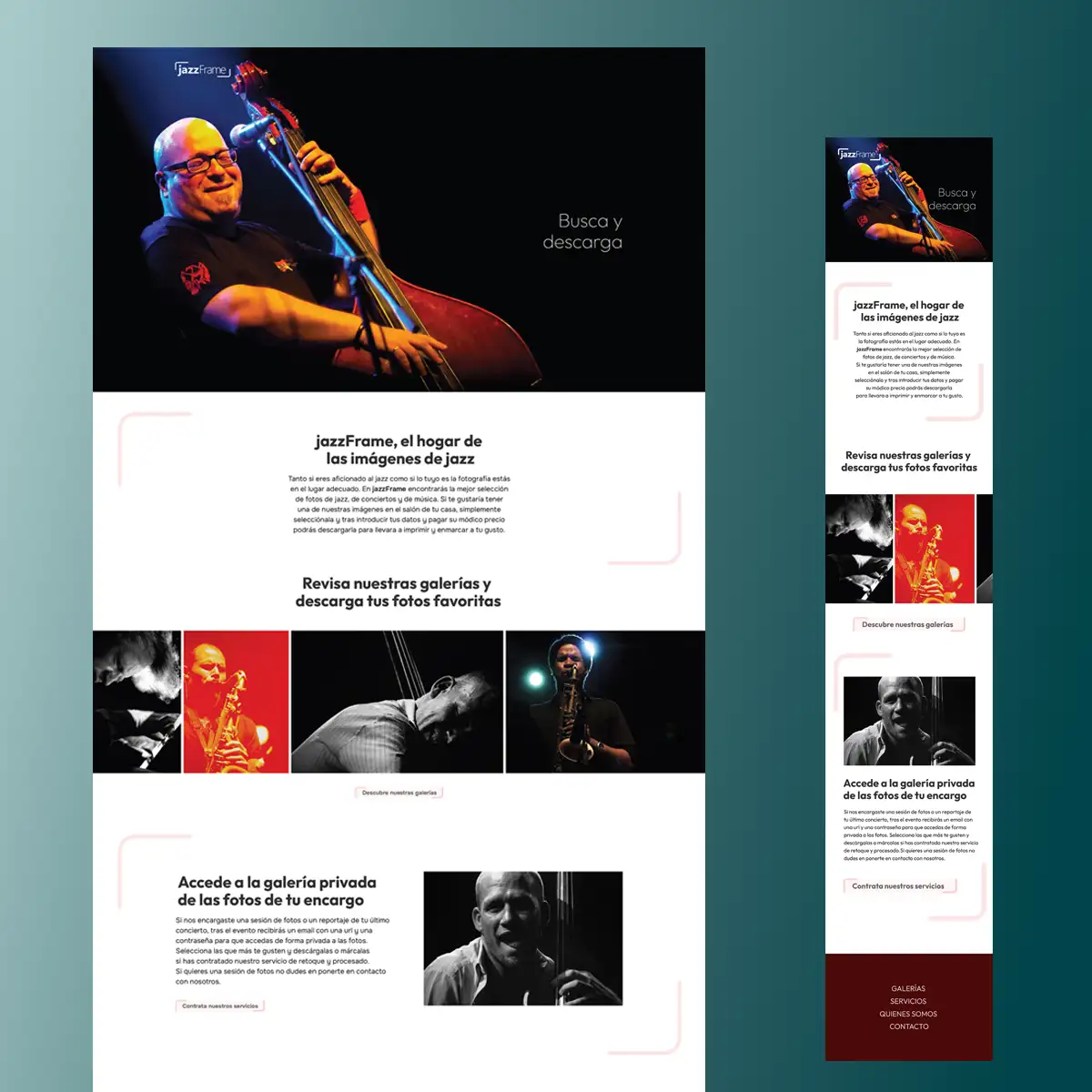 jazzFrame_mockup Mock up para escritorio y móvil del proyecto jazzFrame.